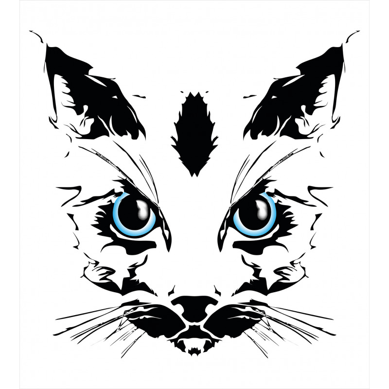 Big Cat Face Pet Sketchy Duvet Cover Set