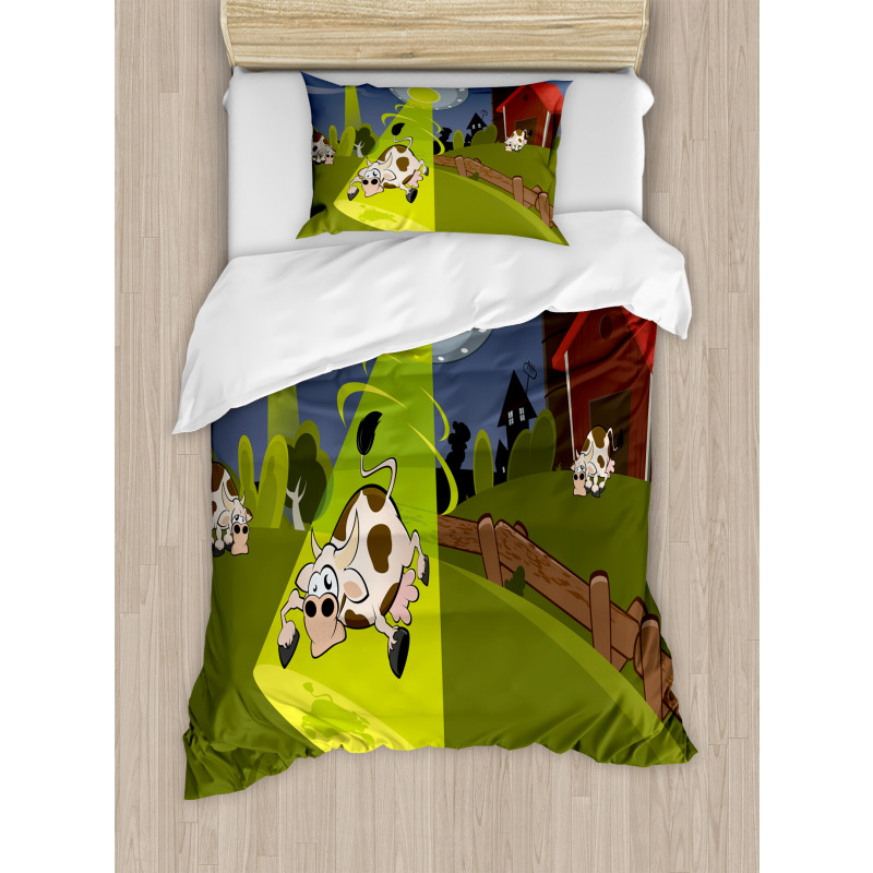 Farm Cow Alien Comics Duvet Cover Set