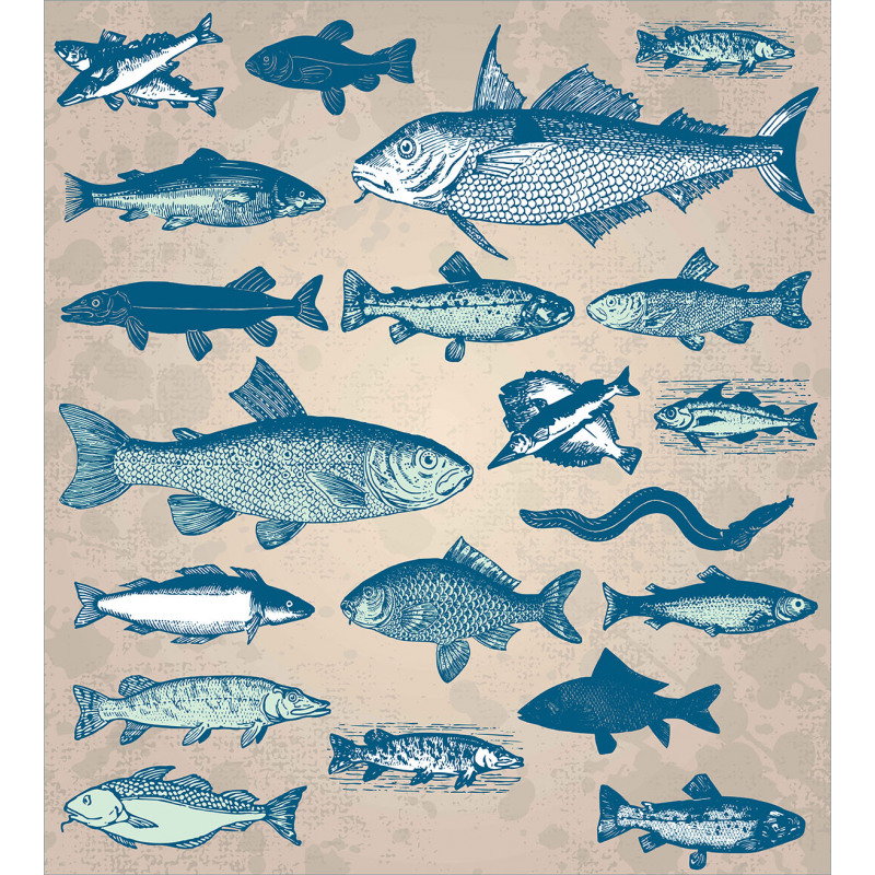 Vintage Seafood Composition Duvet Cover Set