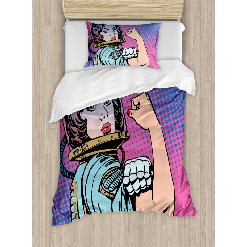 Retro Comics Woman Duvet Cover Set