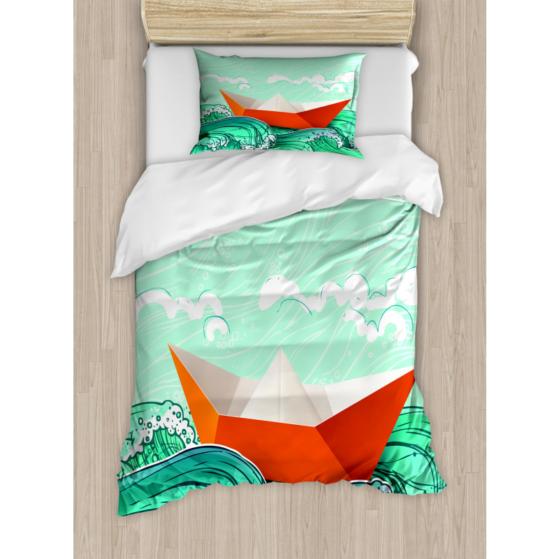 Navy Sealife with Waves Duvet Cover Set