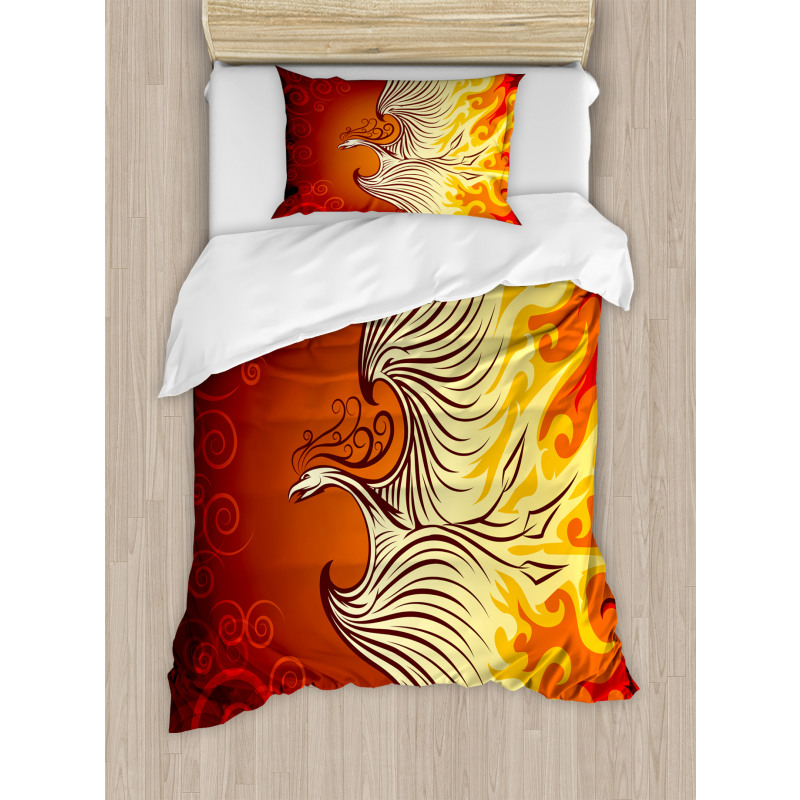 Phoenix Bird in Flame Duvet Cover Set