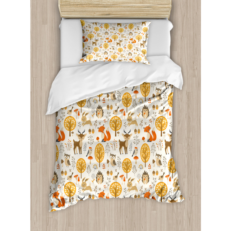 Baby Owls Deers Birds Duvet Cover Set