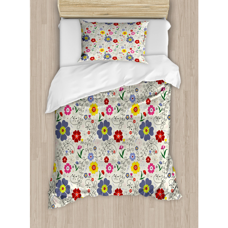 Flower Butterfly Pattern Duvet Cover Set