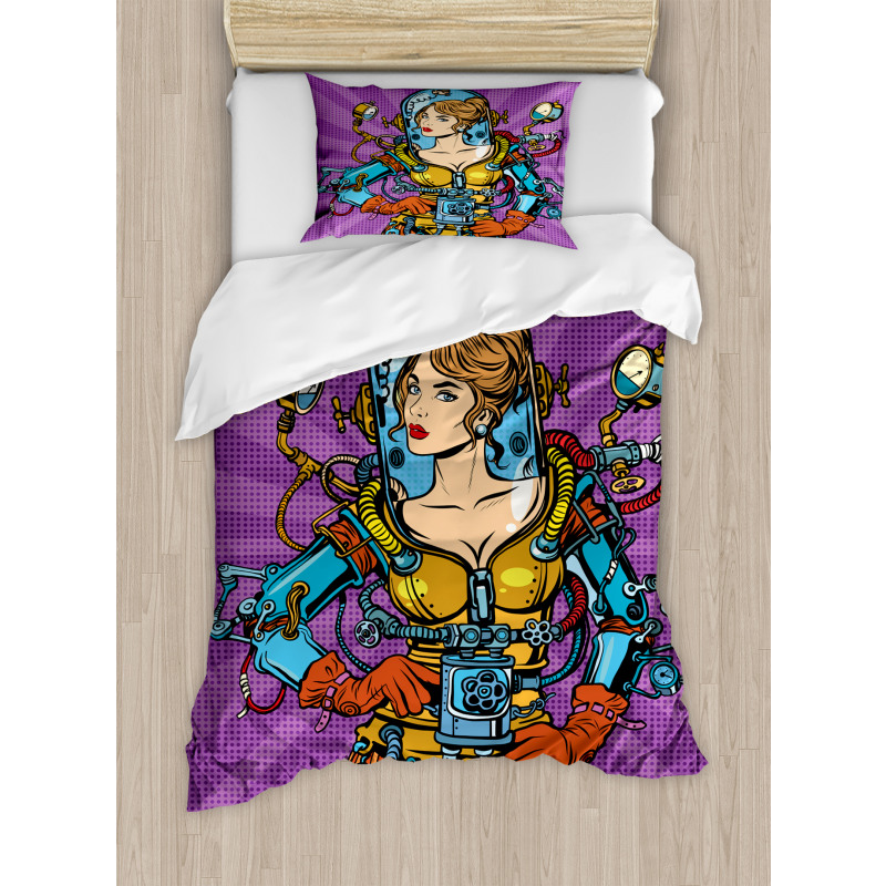 Futuristic Sci-Fi Woman Duvet Cover Set