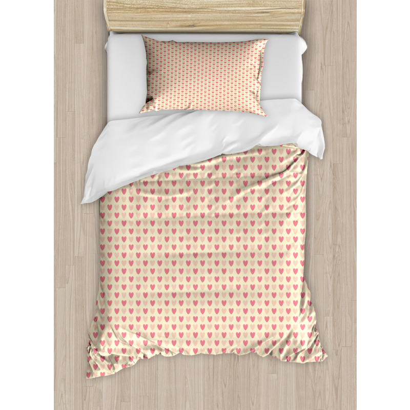 Hearts in Soft Colors Duvet Cover Set