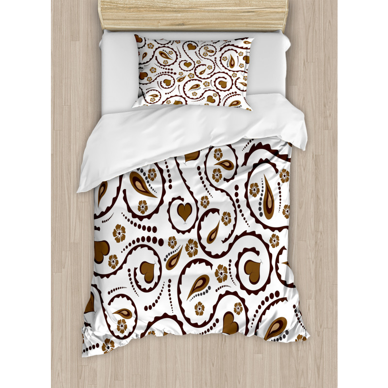 Love Heart Swirls Dots Duvet Cover Set