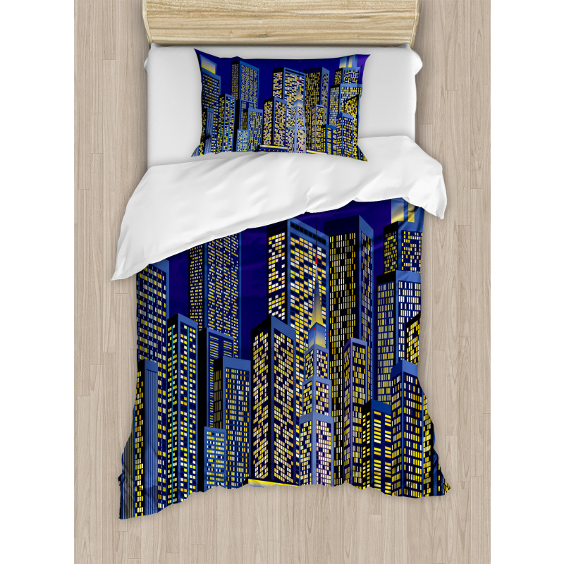 Cityscape Square Blue Duvet Cover Set