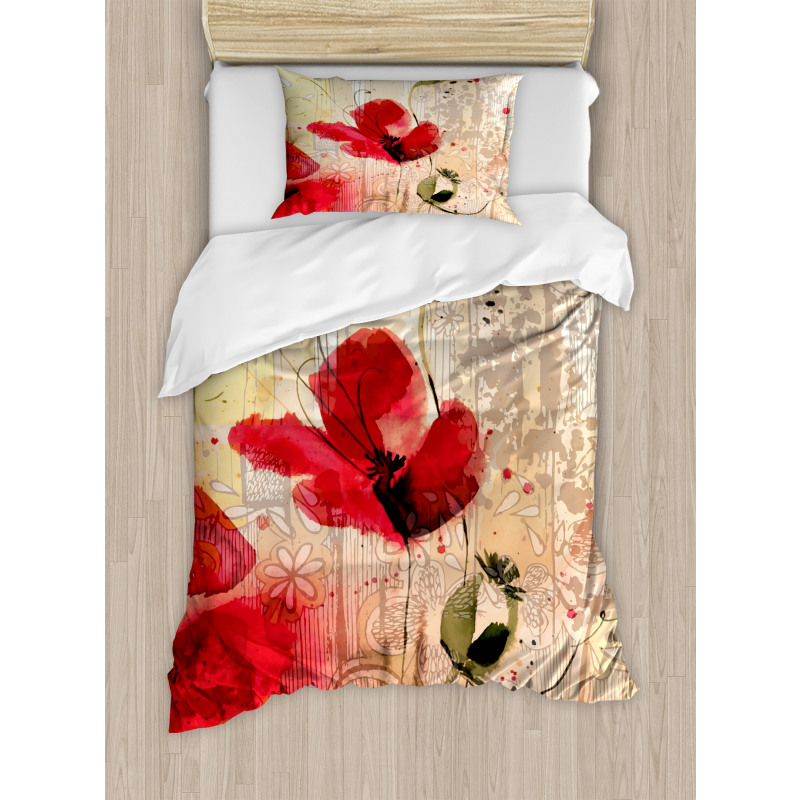 Retro Floral Design Duvet Cover Set