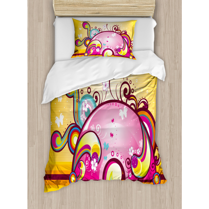 Spiral Vibrant Shapes Line Duvet Cover Set