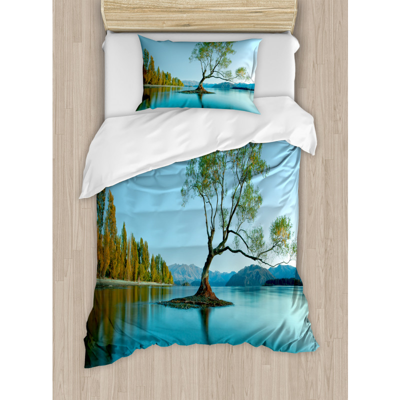 Tree Lake Nature Themed Duvet Cover Set
