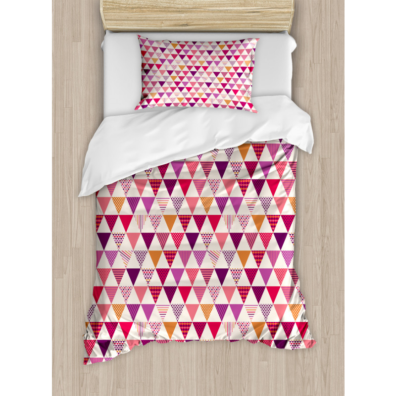 Geoemetric Triangles Dots Duvet Cover Set