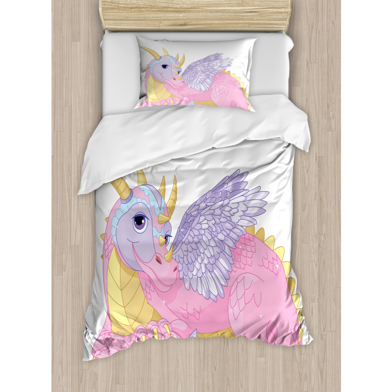 Lady Dragon Posing Duvet Cover Set