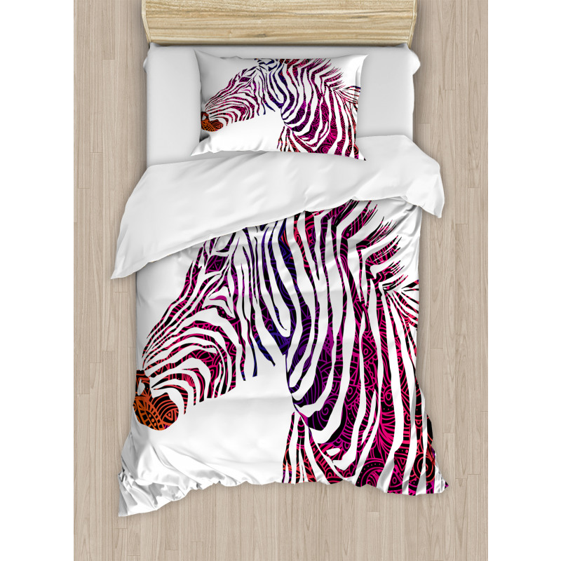 Ornamental Zebra Profile Duvet Cover Set