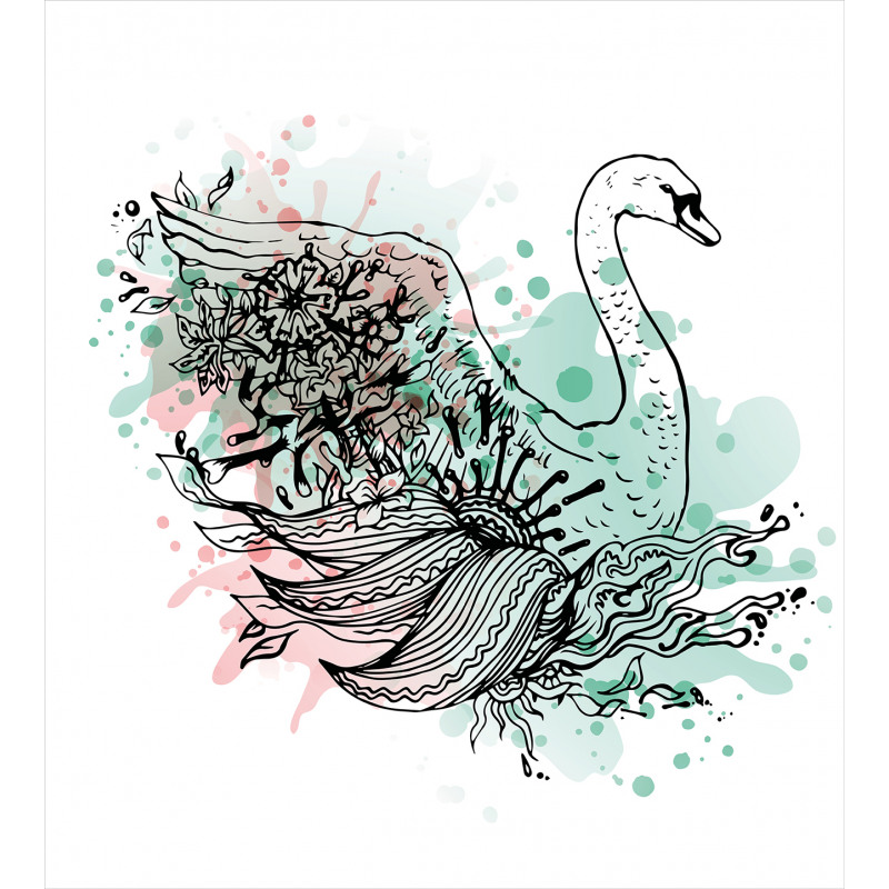 Sketchy Swan Watercolors Duvet Cover Set