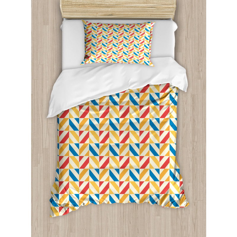 Diagonally Striped Squares Duvet Cover Set