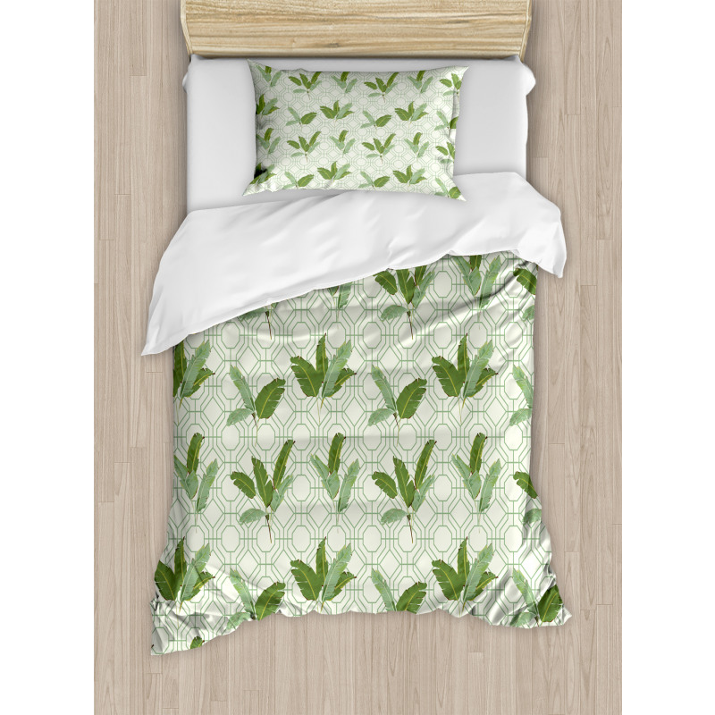 Palm Leaves Geometric Duvet Cover Set