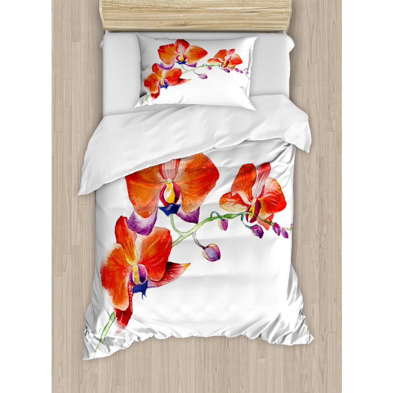 Orchid Branch Blooms Duvet Cover Set