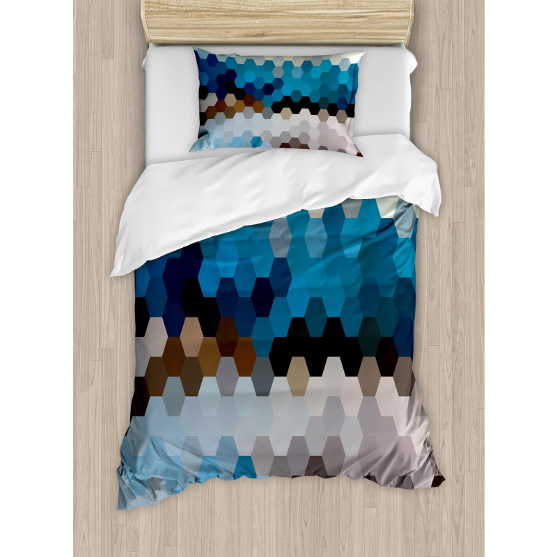 Geometric Puzzle Blurry Duvet Cover Set