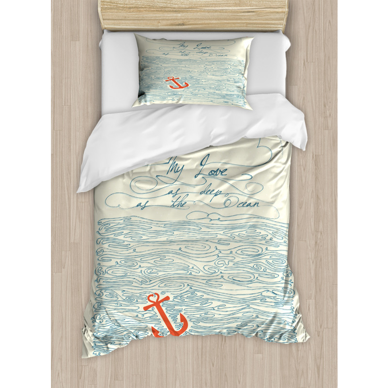 Birds and Waves Message Duvet Cover Set