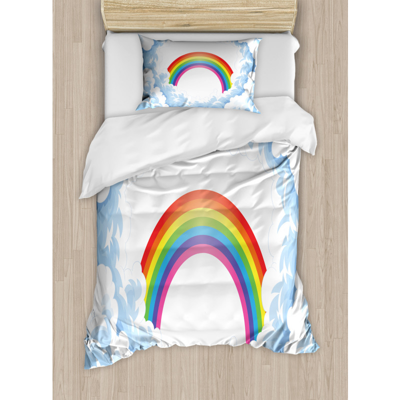 Rainbow Fluffy Clouds Duvet Cover Set