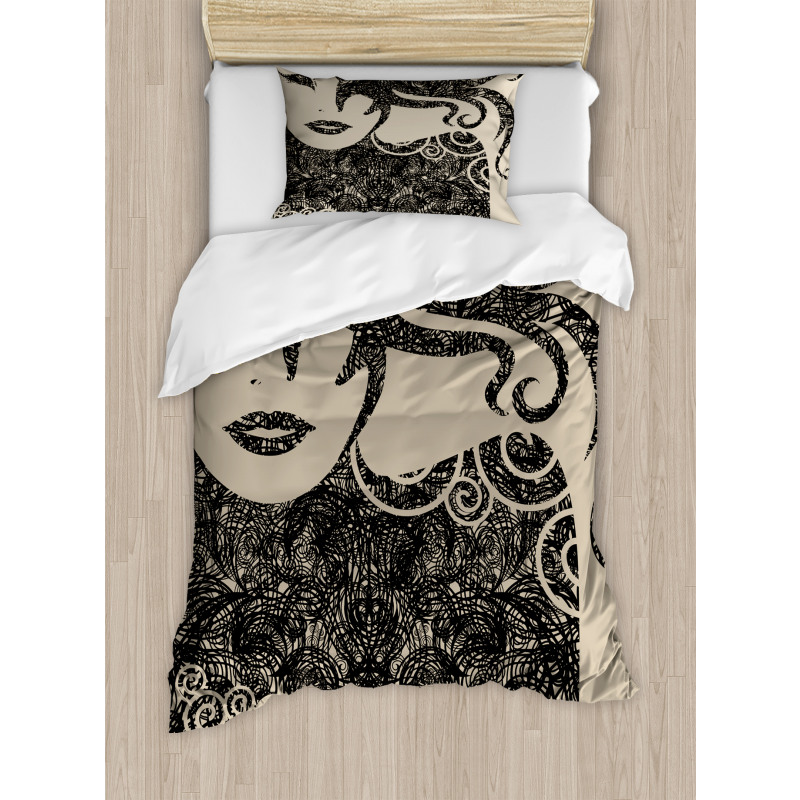 Woman with Cool Posing Duvet Cover Set