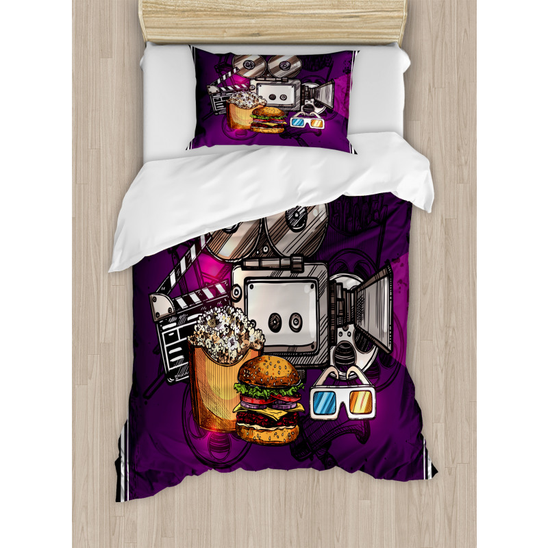 Burgers Popcorns Cinema Duvet Cover Set