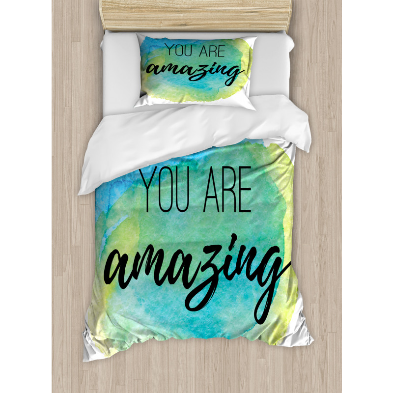 Inspiratonal Watercolor Duvet Cover Set