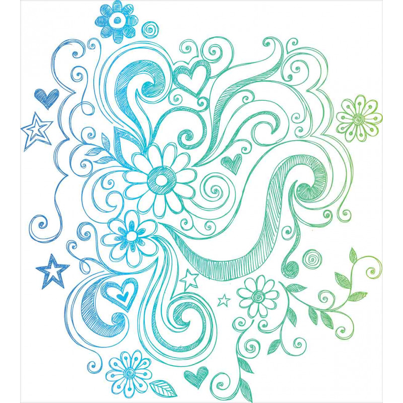Ombre Sketchy Floral Duvet Cover Set