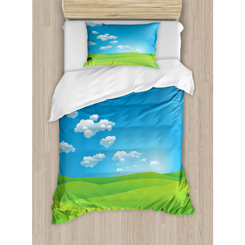 Cartoon Valley Scene Duvet Cover Set