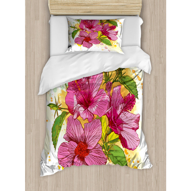 Vibrant Hibiscus Flower Duvet Cover Set