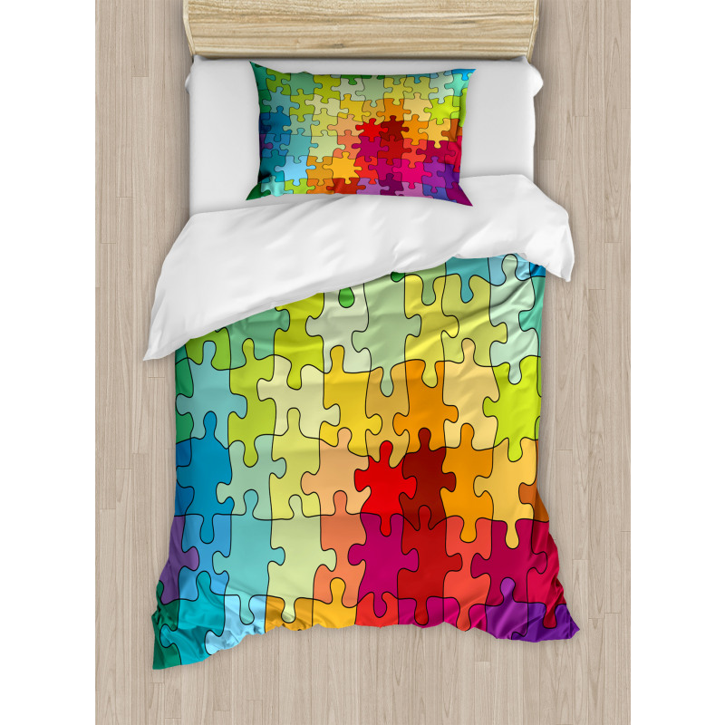 Colored Hobby Puzzle Duvet Cover Set