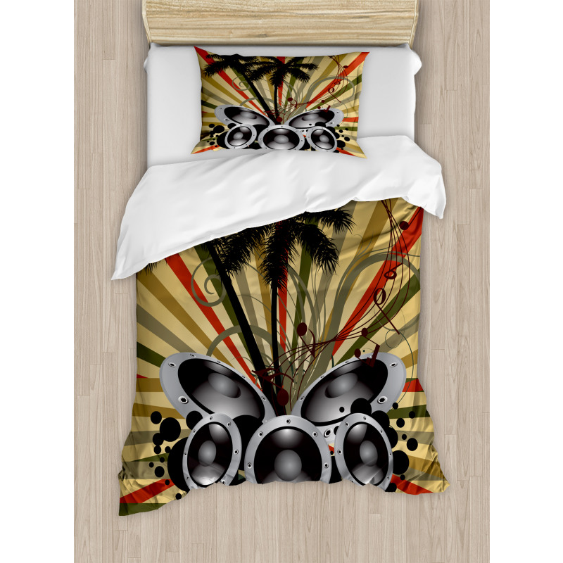 Palm Trees Music Party Duvet Cover Set