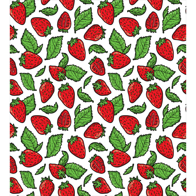 Juicy Strawberries Leaves Duvet Cover Set