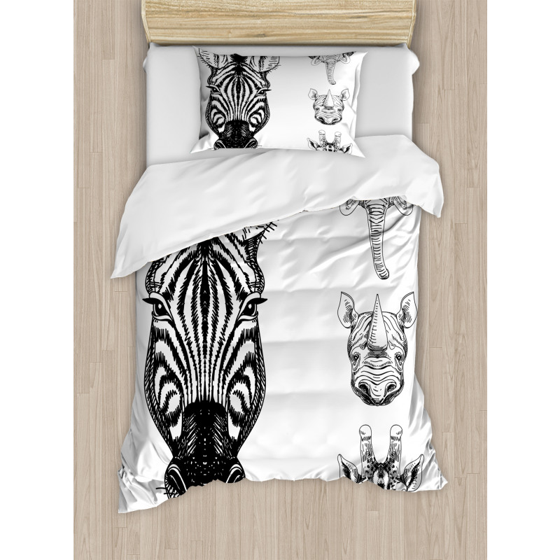 Safari Wildlife Sketch Duvet Cover Set