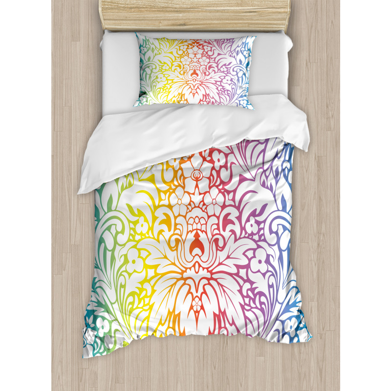 Colorful Damask Flowers Duvet Cover Set