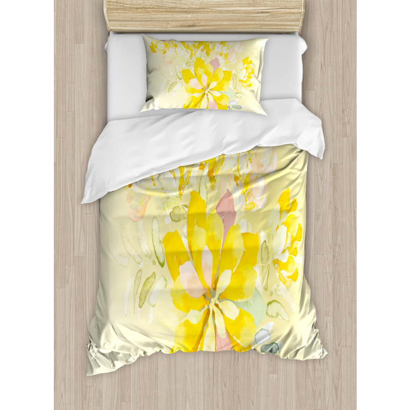 Romantic Yellow Flowers Duvet Cover Set