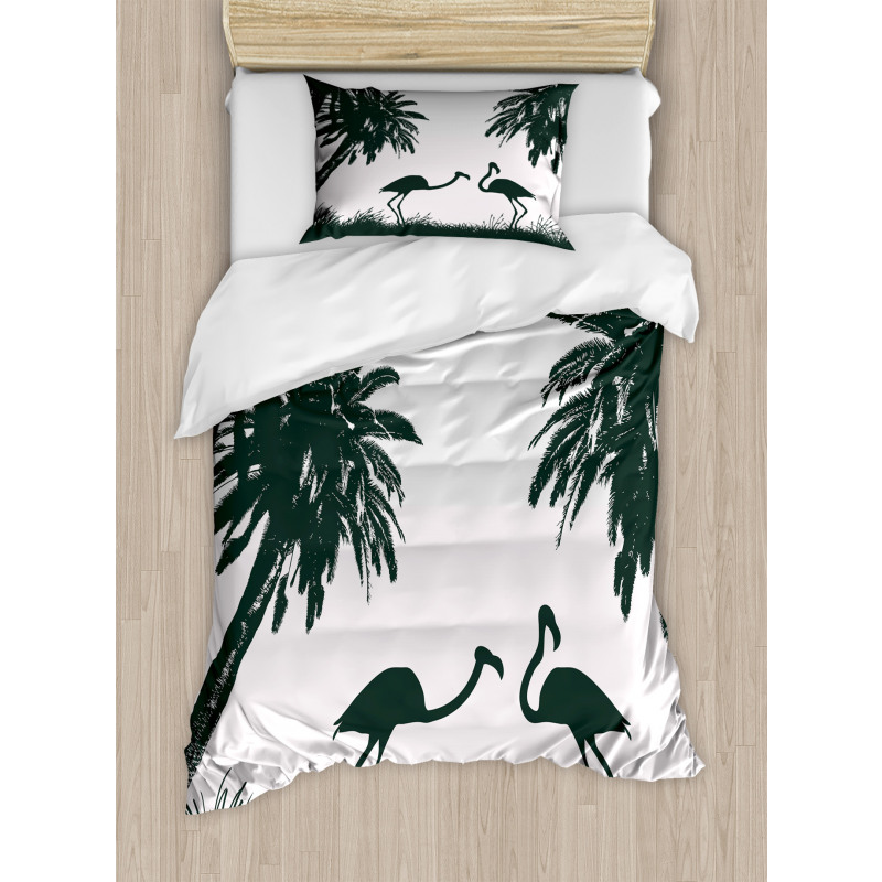Flamingos and Palm Trees Duvet Cover Set