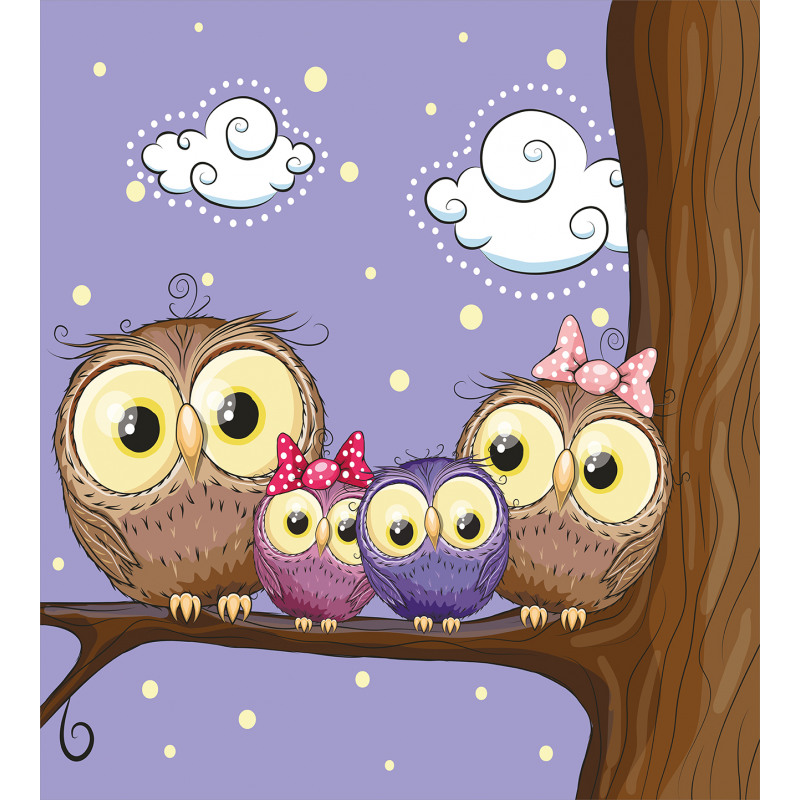 Cartoon Style Owl Family Duvet Cover Set