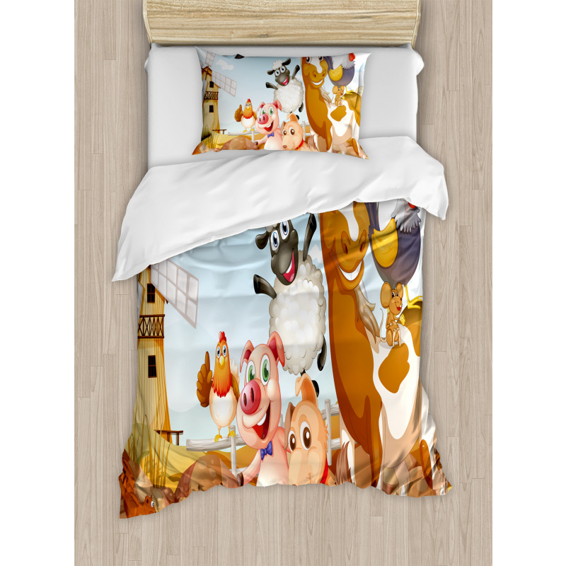 Animals in Farm Artwork Duvet Cover Set