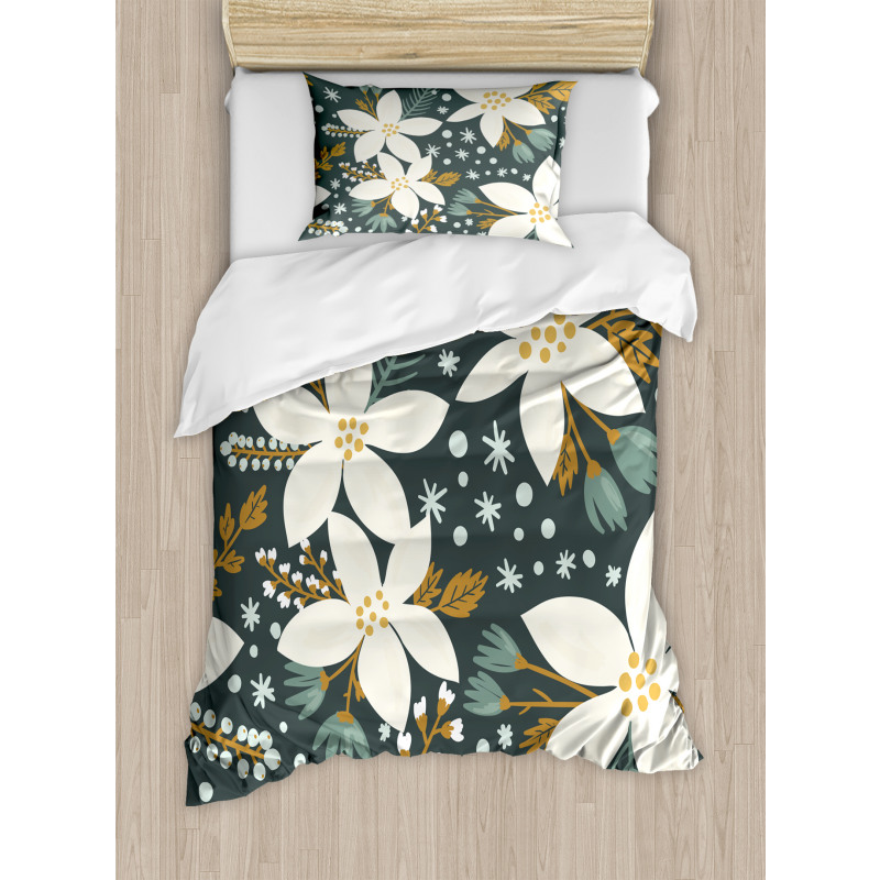 Poinsettia Blossoms Art Duvet Cover Set