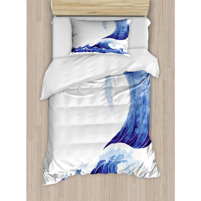 Aquatic Storm Blue Waves Duvet Cover Set