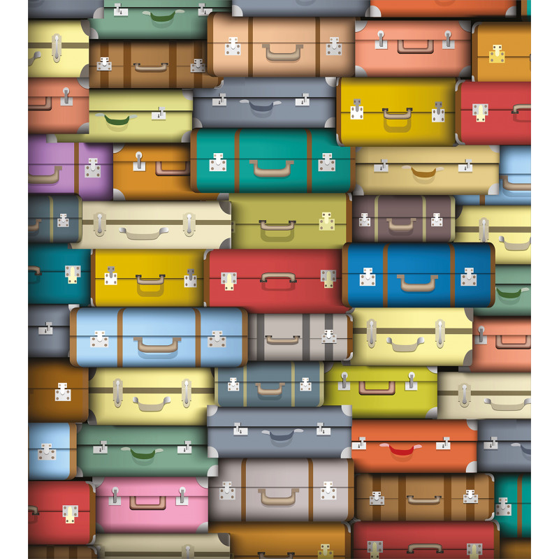 Colored Travel Suitcase Duvet Cover Set