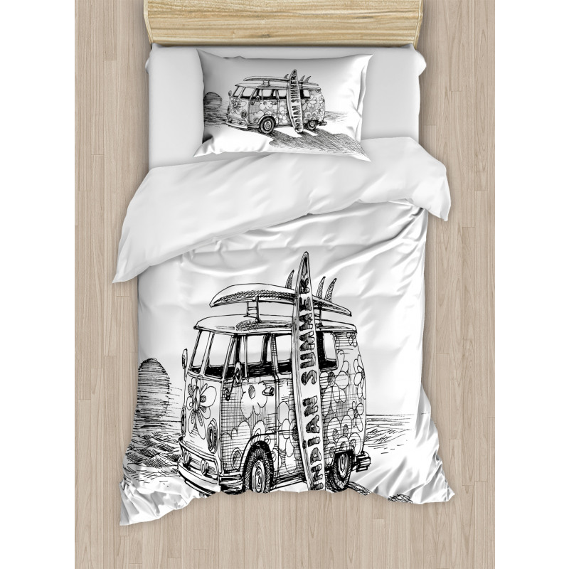 Summer Surfing Beach Duvet Cover Set