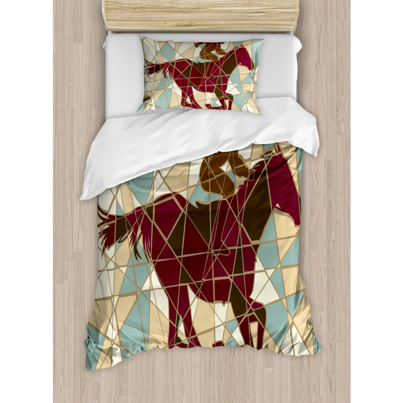 Stable Jockey Silhouette Duvet Cover Set