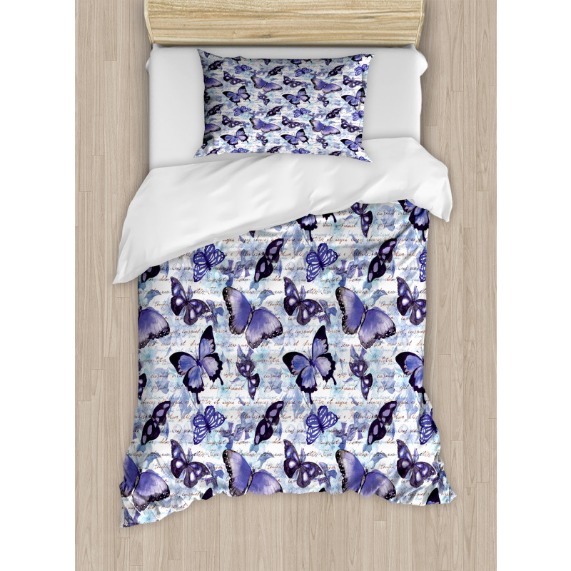 Old Flowers Butterfly Duvet Cover Set