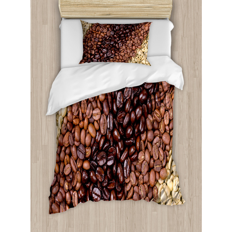 Coffee Beans Stripes Duvet Cover Set