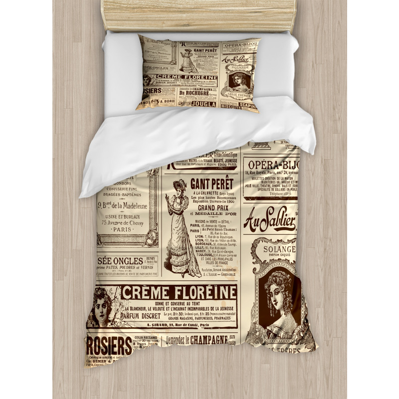 Historic French Journal Duvet Cover Set