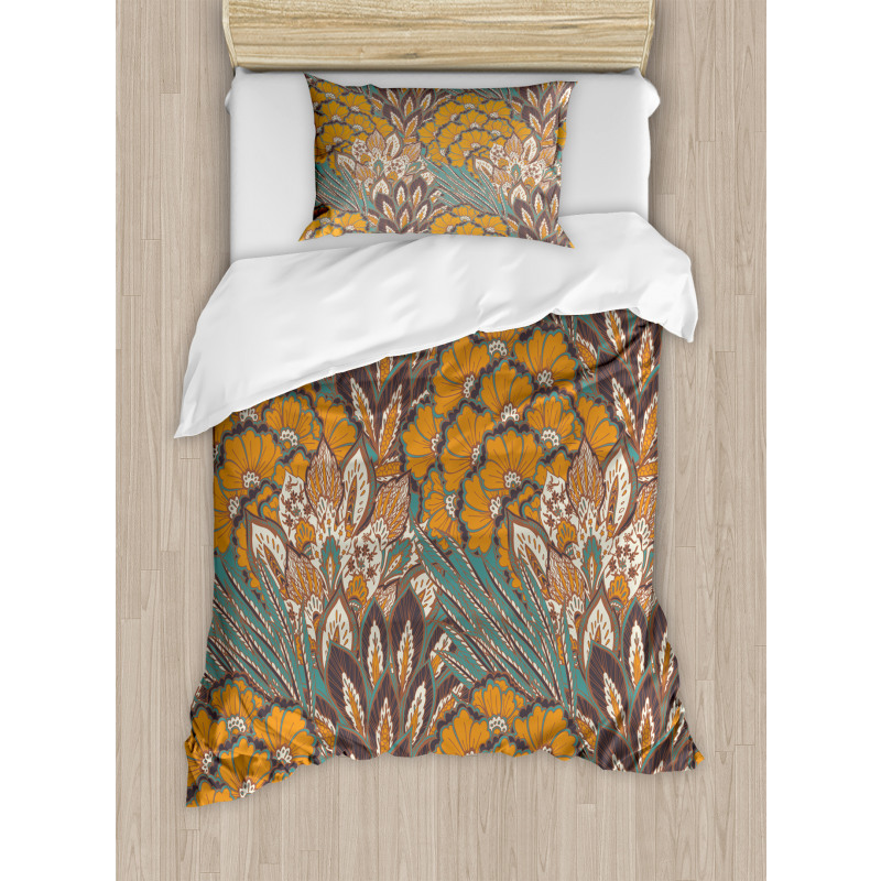 Flowers and Peacock Duvet Cover Set