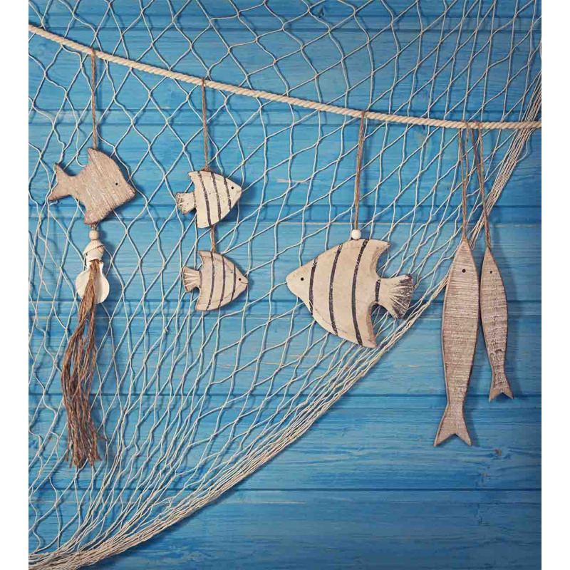 Wooden Fish Shell on Net Duvet Cover Set